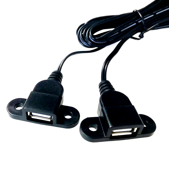 双USB公对母延长线一拖二带耳朵