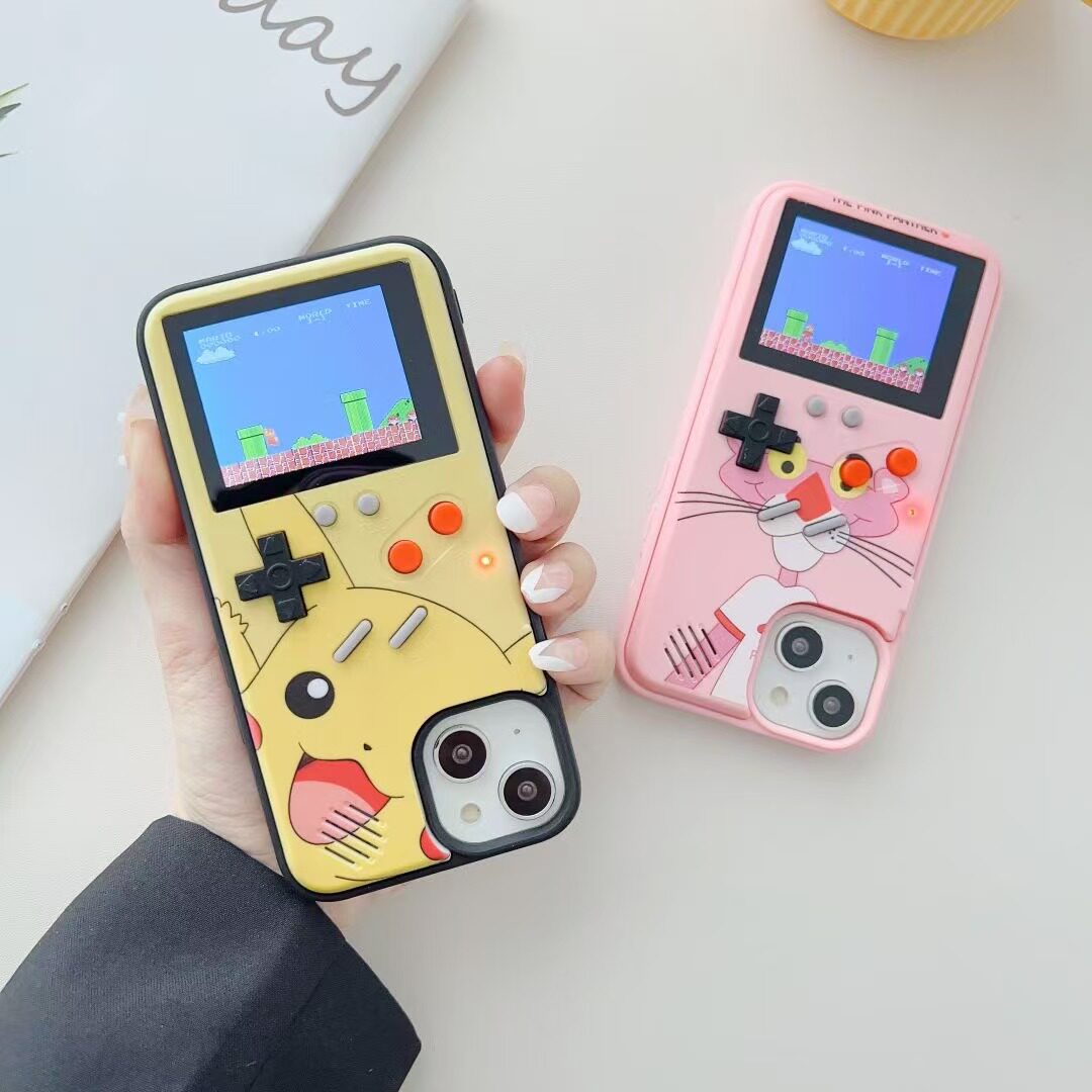 潮牌彩色屏游戏机苹果16手机壳iPhone14promax俄罗斯方块情侣网红减压13男女款保护套15promax硬壳6/