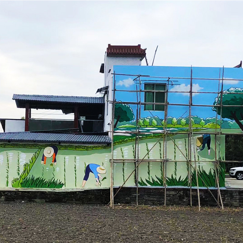 手绘墙美丽乡村社区文化墙农耕墙绘室外墙体彩绘户外大型壁画涂鸦
