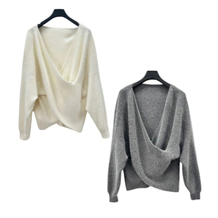 254Z3505 休闲风宽松针织毛衫 西格圣迪奥女春秋新款 不规则毛衣时尚