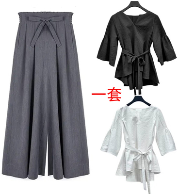 S·D女不规则衬衫宽松阔腿裙裤