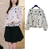 百搭显瘦学院风长袖 西格圣迪奥春季 印花衬衫 法式 衬衣253Z0538 新款