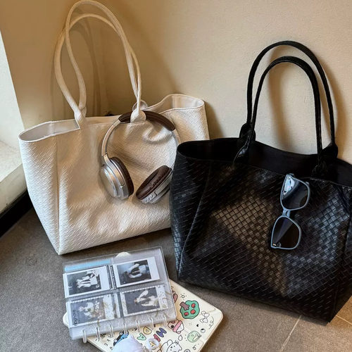 韩系小众编织菱格托特包女大包