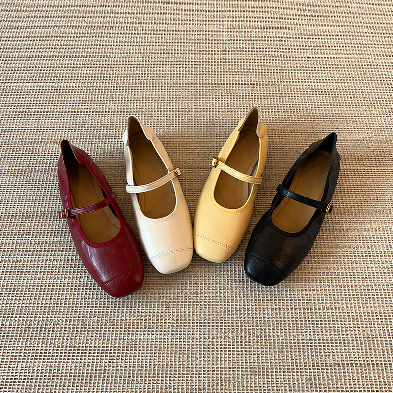 超软羊皮~平跟单鞋女法式简约软底芭蕾圆头时装玛丽珍鞋2025新款