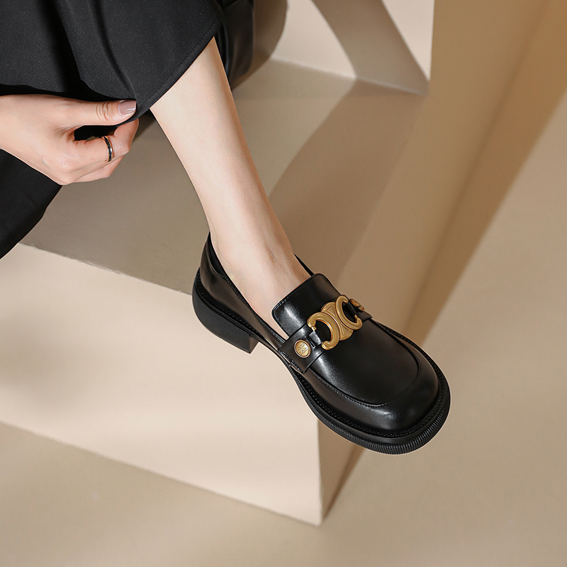 原创英伦皮鞋设计感小众厚底