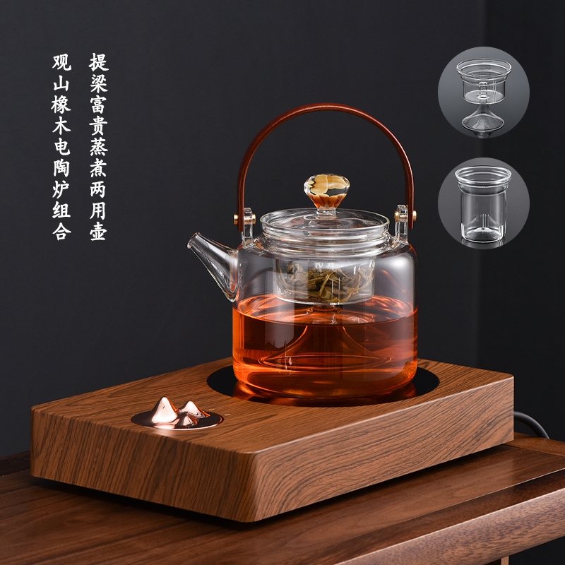 新羽玻璃壶加厚耐高温蒸煮茶壶蒸汽煮茶器电陶炉茶炉烧水壶套装