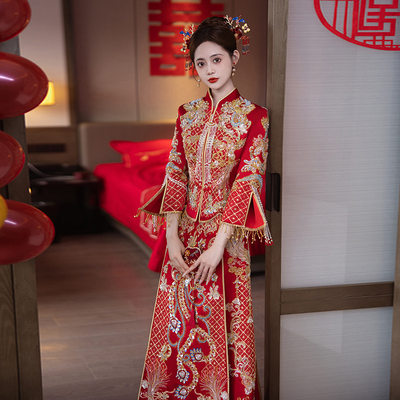 中国红秀禾服婚服2024新款夏季端小个子显瘦中式出阁服实体店货
