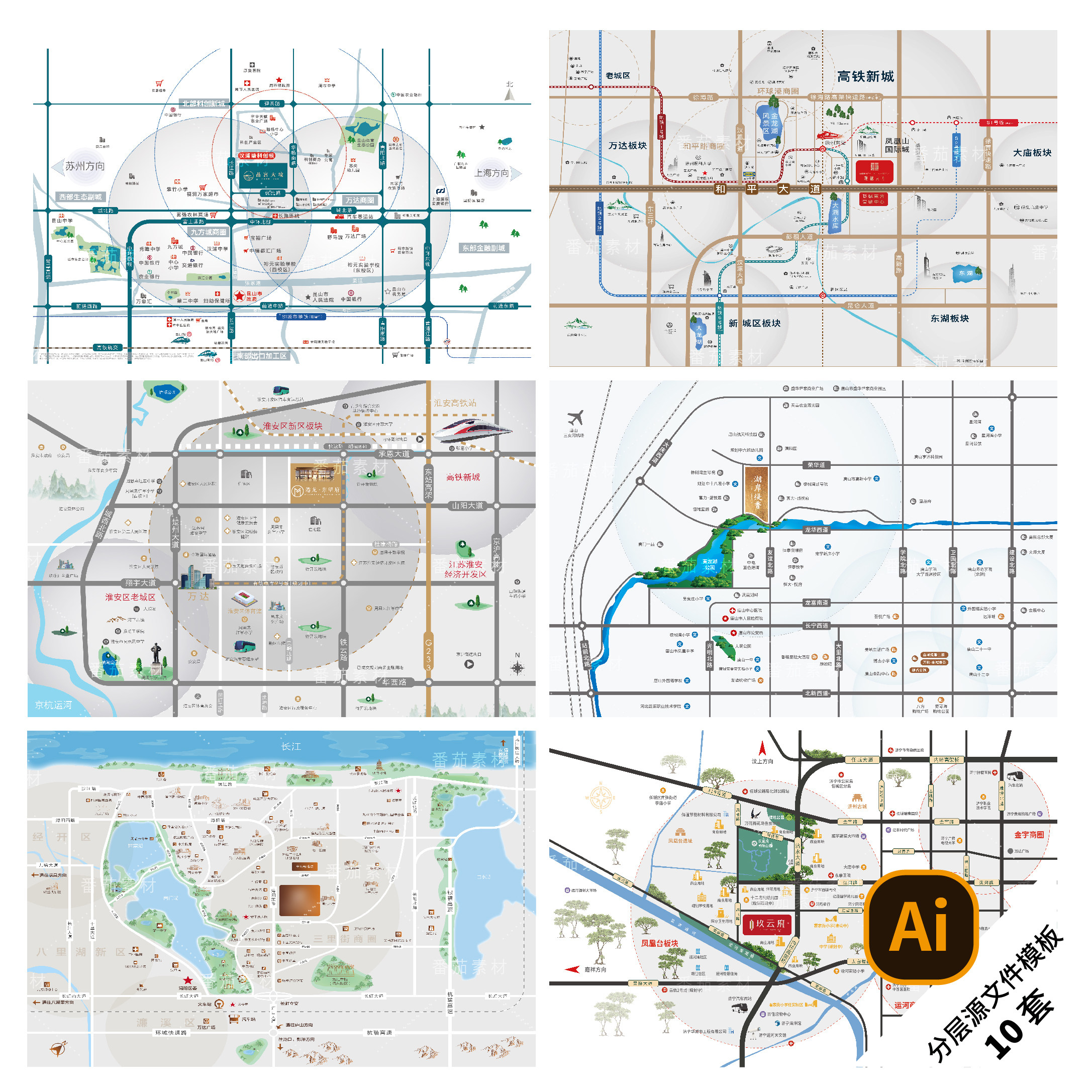 D16-地产区位图海报区域位图物料AI素材模版