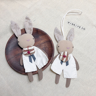 手工制作日系布艺森女精致配饰棉麻花朵可爱小兔子布艺胸针挂件