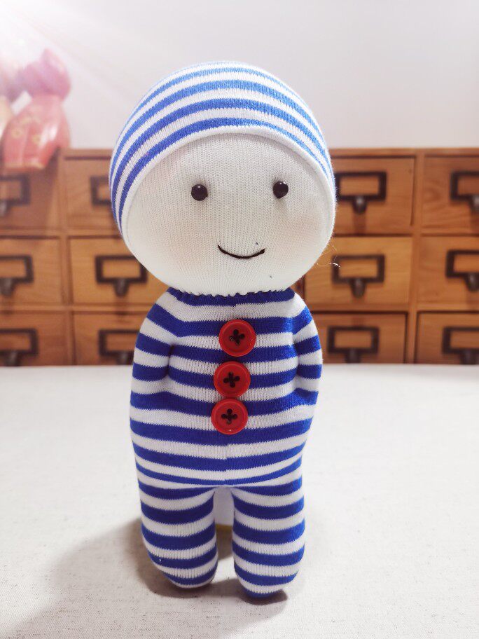 新款 原创 diy手工 创意 生日礼物 袜子娃娃材料包 条纹男孩