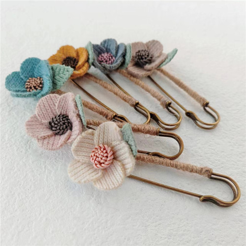 满18元包邮装饰配件森系花朵胸针女衣服固定大别针围巾胸花披肩扣