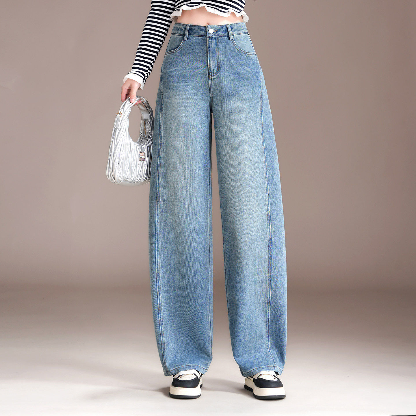 弯刀设计感时尚阔腿牛仔裤女2026春季新款梨形遮胯宽松显瘦长裤子,女装/女士精品,牛仔裤,淘宝优惠券,粉丝福利购,淘宝优惠卷