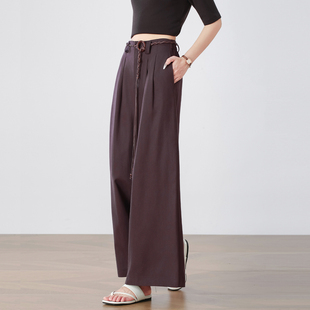 天丝阔腿裤 脚宽松休闲裤 女2025秋季 高腰显瘦大裤 子 新款 高级感甩裤