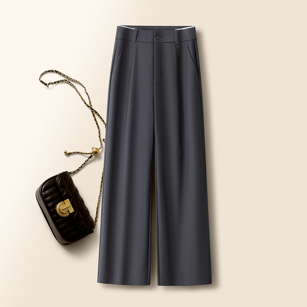 高级灰简约休闲西装阔腿裤子女春秋2026年新款高腰显瘦宽松八分裤,女装/女士精品,西装裤/正装裤,淘宝优惠券,粉丝福利购,淘宝优惠卷