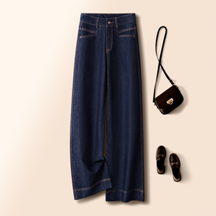 垂感休闲裤 设计感丹宁蓝牛仔阔腿子女春秋2026新款 宽松显瘦直筒裤
