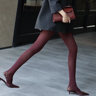 走秀款*chao高级~秋季安哥拉红丝袜微压打底袜哑光不透肉连裤袜