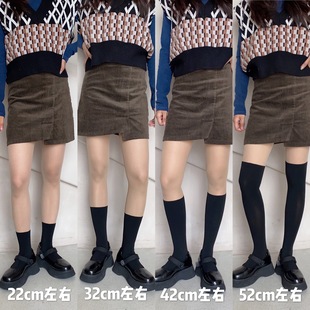 冬日礼物 袜 初秋加绒拼接假小腿袜短袜过膝百搭上肤下黑打底连裤