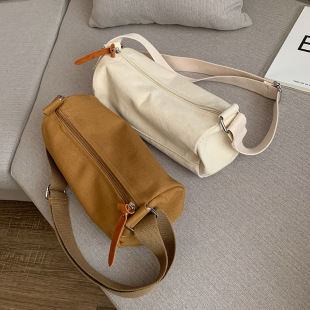 日系帆布包女时尚 潮斜挎包学生休闲帆布单肩波士顿包 百搭2021新款