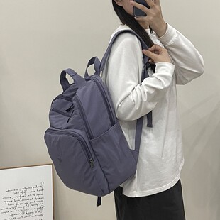 新款 户外登山休闲旅行双肩包简约纯色百搭大容量电脑背包学生书包