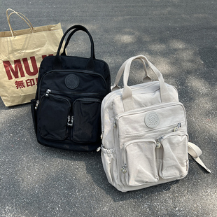 无印日式女休闲双肩包轻便尼龙多口袋防水旅游背包14寸电脑包书包