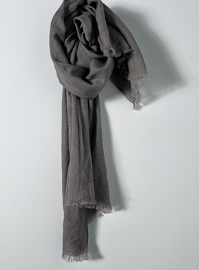 禾创社秋冬羊毛围巾男女中性款手工植物染披肩高级灰色系围脖