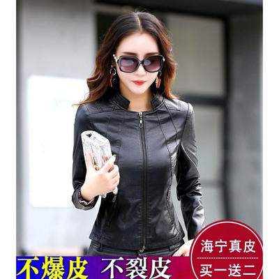 真皮皮衣女立领外套短款2025秋冬新款韩版海宁绵羊皮机车皮夹克潮