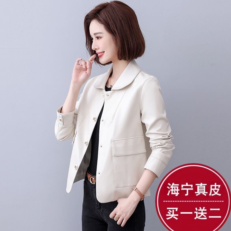 海宁真皮皮衣女外套小个子2025年新款秋冬女士短款修身绵羊皮夹克
