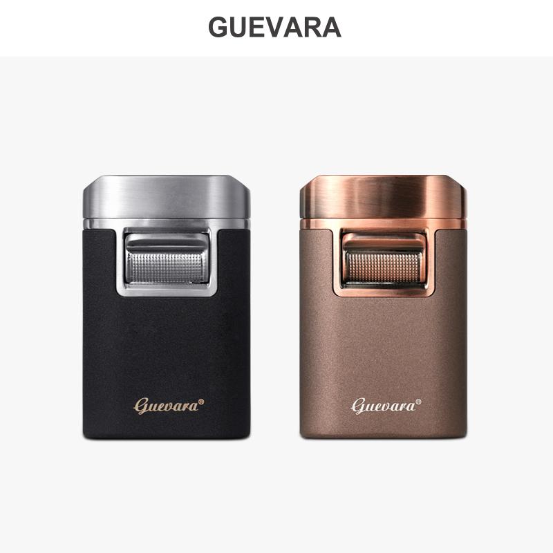 GUEVARA雪茄打火机防风充气四火直冲金属烟托打火机高档男士礼物