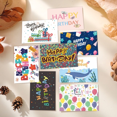 Happybirthday生日快乐贺卡祝福留言卡片送同学朋友员工生日邀请