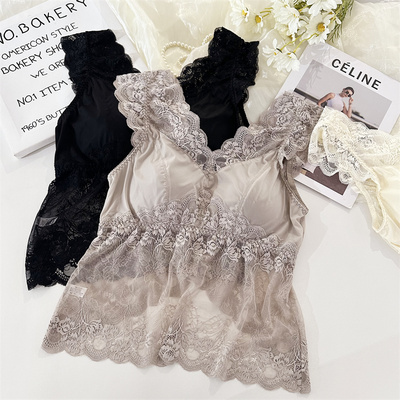 性感蕾丝女士带杯美背宽带背心