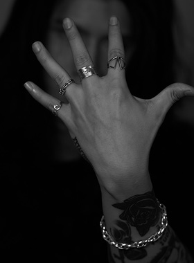 个性小众设计朋克风戒指925银