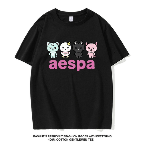 aespa女团爱豆周边刘知珉 宁艺卓 同款短袖T恤2026新款联名衣服童