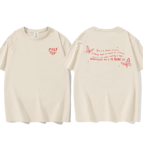 情人节蝴蝶KEEP:SILENT邝玲玲同款短袖T恤女Always Wonder上衣服