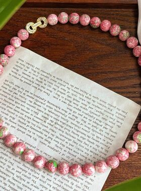 风链女毛衣链粉色个性设计串珠