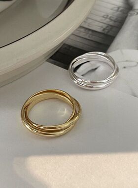 三圈款高级感环环相扣三环戒指