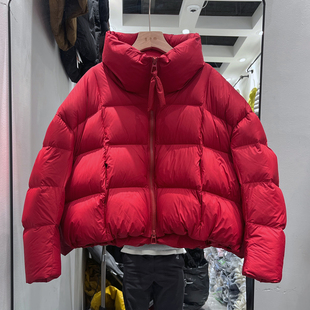 90新国标白鸭绒女冬装新款短款小辣椒云朵泡芙感保暖加厚羽绒服