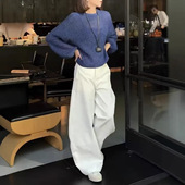 今年流行特惠660325大爱美依缘2025新款 复古蓝色镂空慵懒风上衣