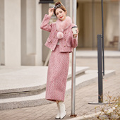 狐狸毛领小香风羽绒外套半身裙 裙2025冬新款 今年流行特惠时尚 套装