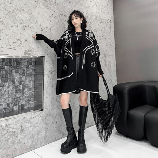 宽松 秋冬新款 今年流行特惠欧洲站小众设计感两面穿毛衣开衫 女式