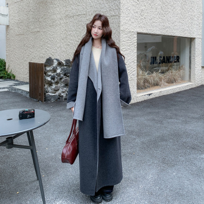 今年流行特惠深灰色高级感千金风羊毛大衣女长款2025冬新款韩版