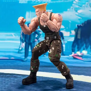 万代SHF古烈 街头霸王6 街霸6 Guile 扫把头 6寸1/12可动人偶手办