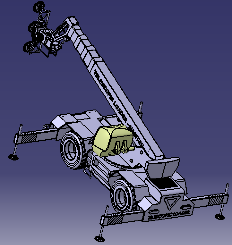 7米长臂伸缩臂装载机吊机吊车3d三维几何数模型stp搬运起重机汽车