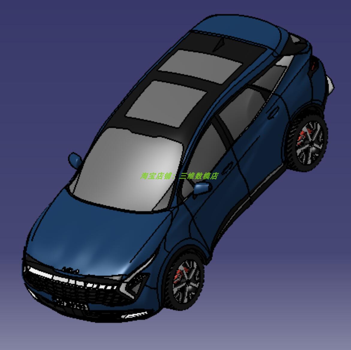 起亚混动SUV汽车简化3D三维几何数模型悬架白车身内外饰中控座椅