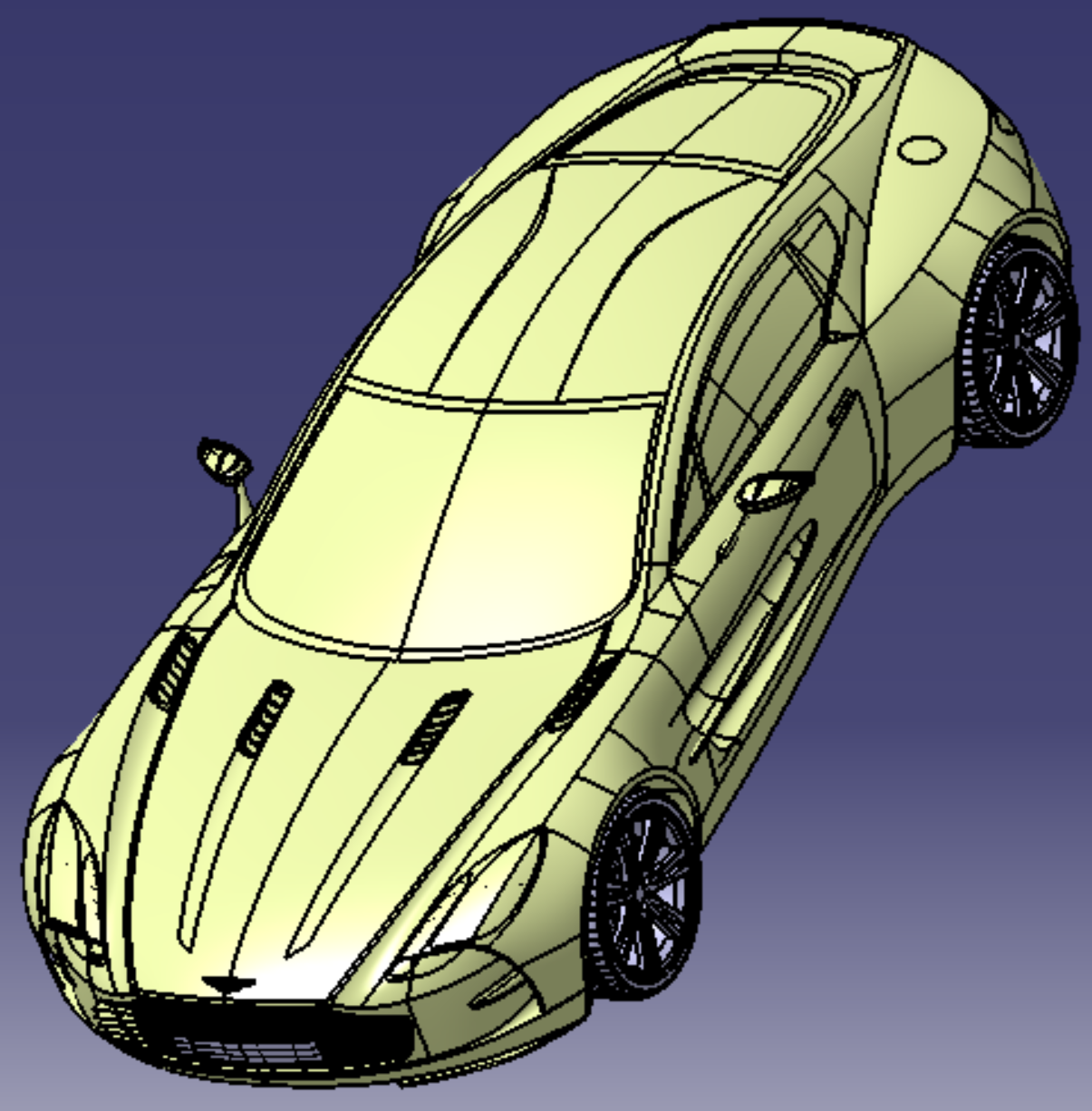 阿斯顿马丁轿车跑车外观曲面3d三维几何数模型轿超跑车身车轮胎