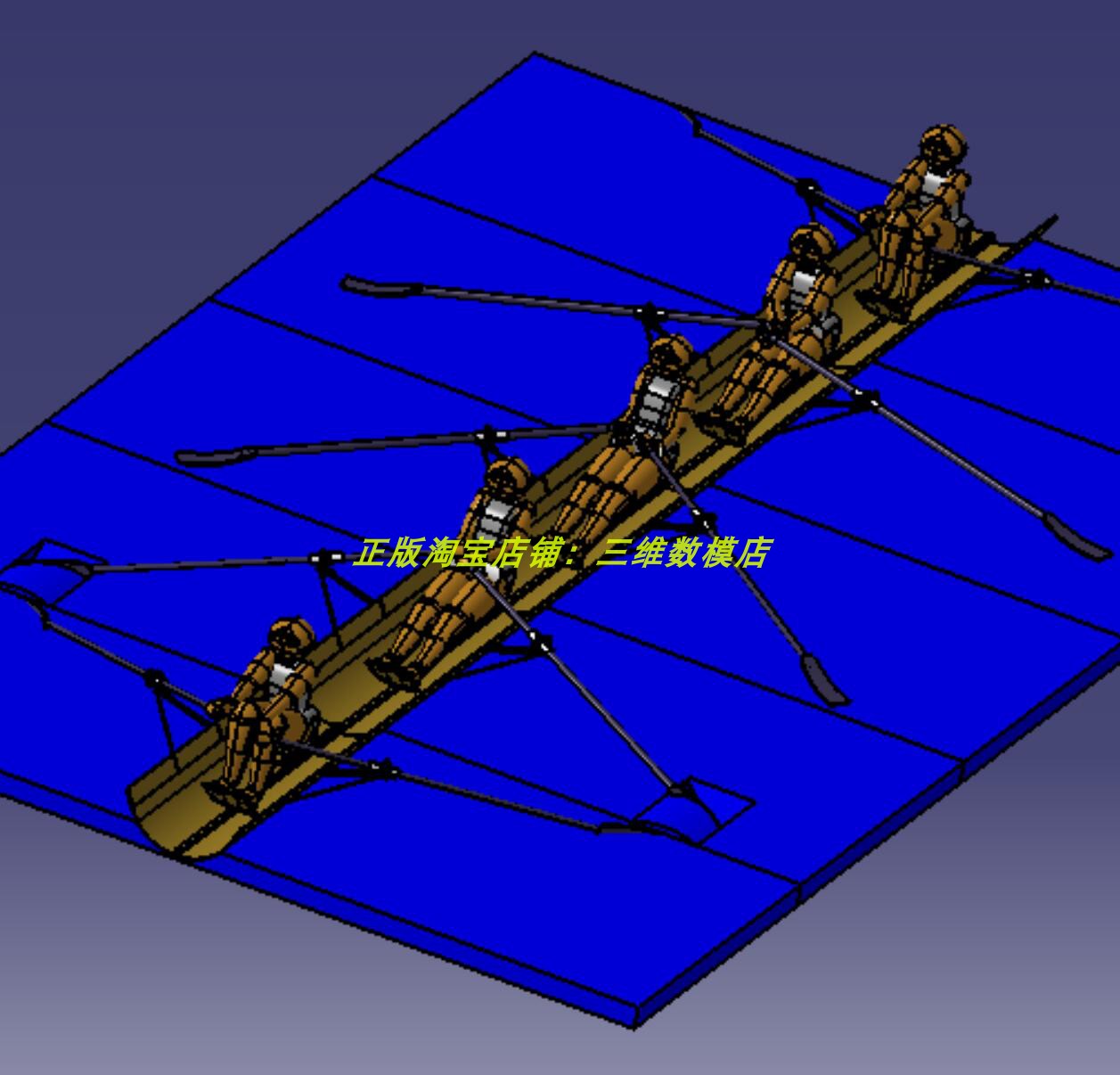 运动员手划艇 小船桨假人体独木舟3D打印素材三维几何模型数模stp