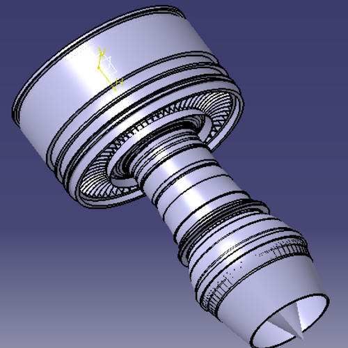 飞机涡扇发动机Catia涡轮风扇喷气发动机引擎3D三维几何数模型
