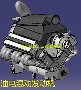 v6六缸涡轮增压汽油发动机3D三维几何数模型进排气火花塞曲轴连杆