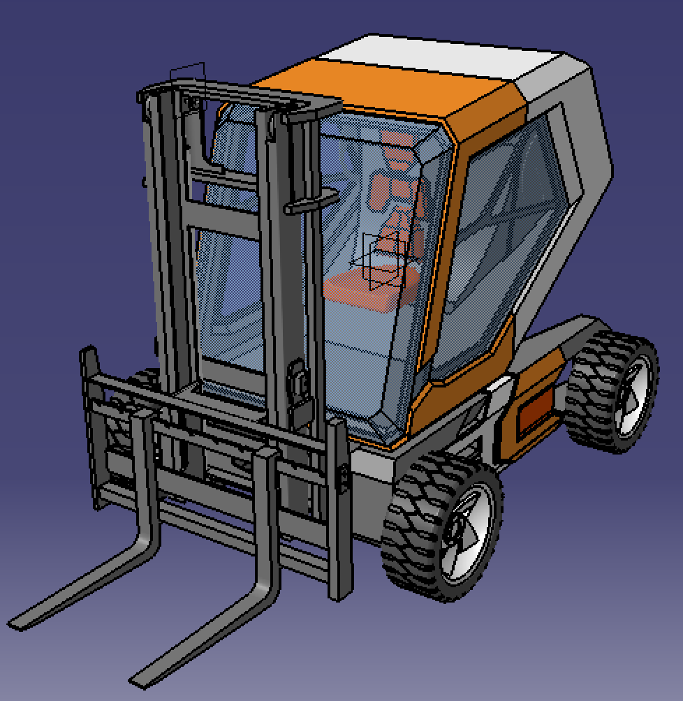 4米带棚叉车举升机汽车Catia含参3D三维几何数模型简化外观stp图