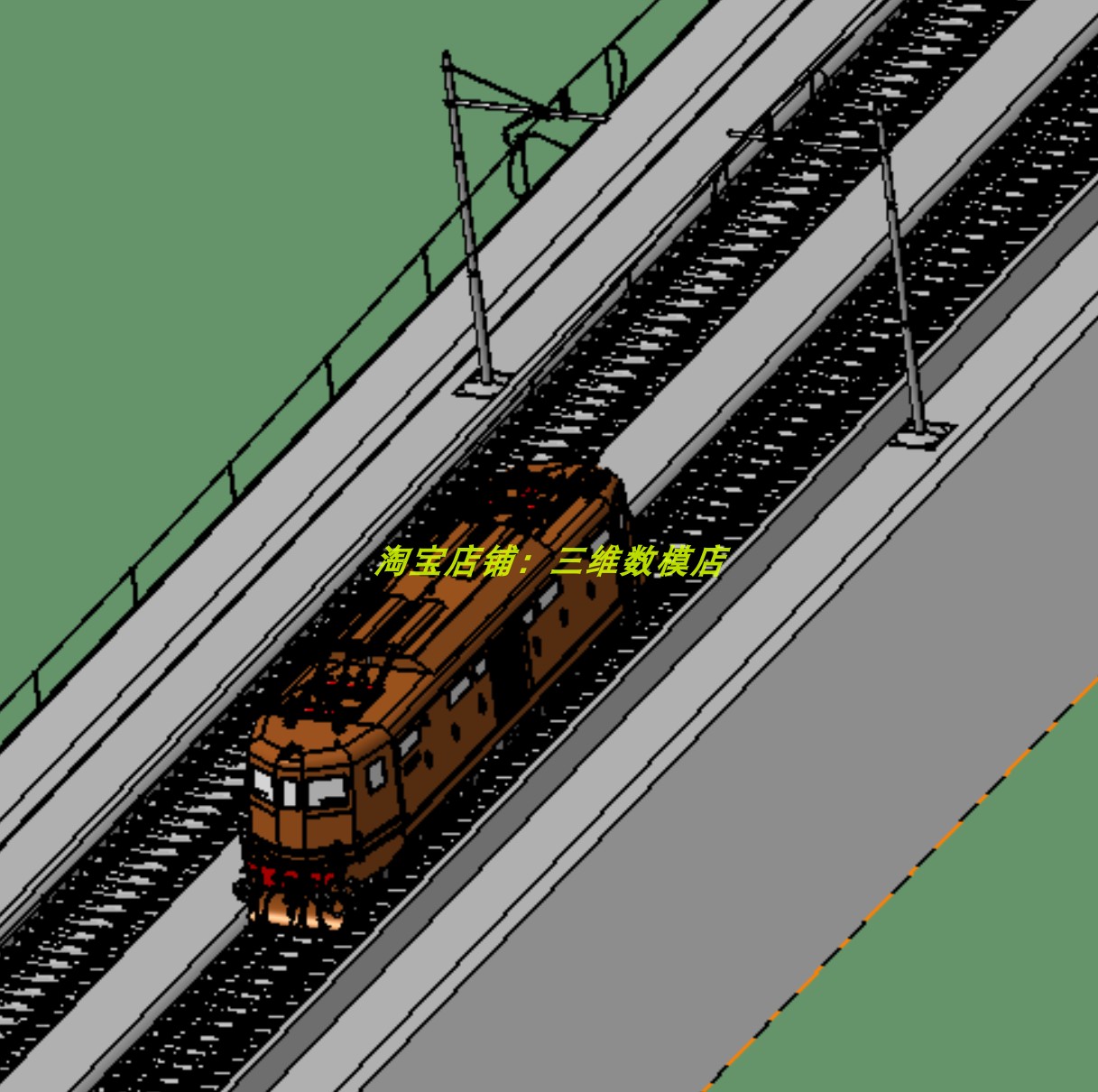 意大利电线杆机车火车列车铁路轨道3D三维几何数模型转向架底盘