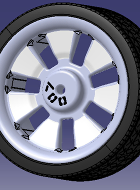 300mm直径汽车轿车轮胎轮辋Solidworks含参3D三维几何数模型stp